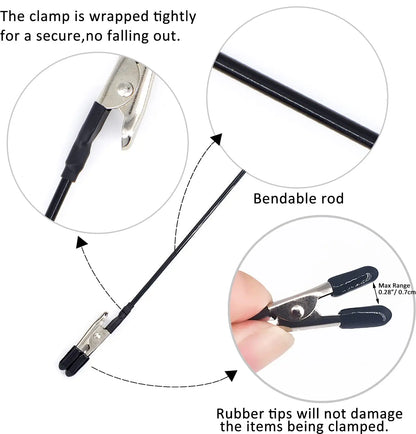Rafford 12Pcs Model Painting Clip Set - Bendable Alligator Clips with Rubber Tips and Magnetic Base for Hobby Airbrush