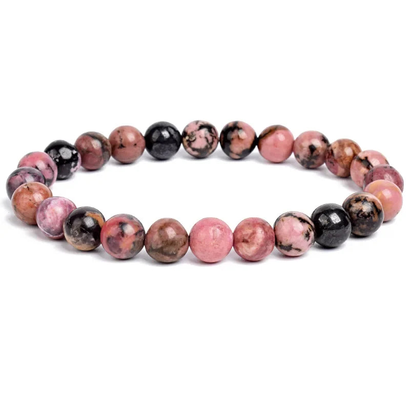 Natural Stone Bead Bracelet - Amethyst Crystal Quartz Aquamarine Jade Agate Elastic Bangle Jewelry for Women & Men
