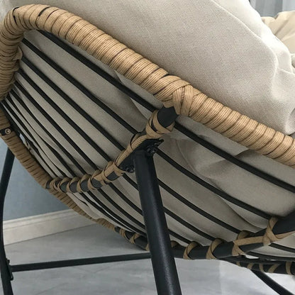 Modern Rattan Rocking Chair - Luxury Iron Frame Leisure Lounge Chair for Living Room, Balcony & Home Relaxation