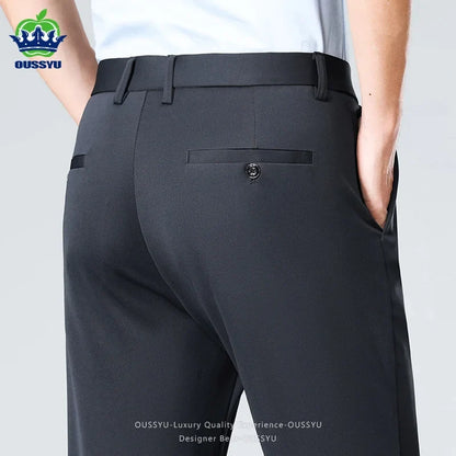 Men’s Slim Stretch Suit Pants - Summer Thin Business Formal Trousers for Office, Work & Plus Size Fit