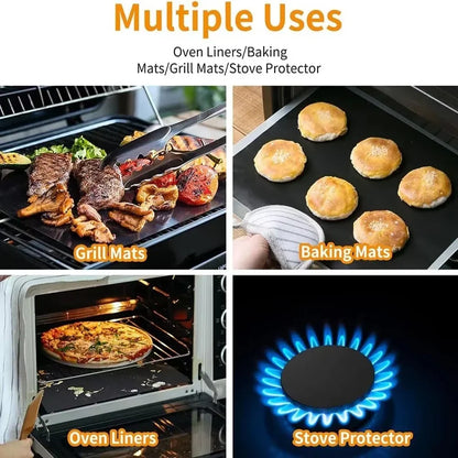 Reusable BBQ Grill & Oven Mat - Non-Stick Heat Resistant Baking Liner for Grilling, Cooking & Oven Protection