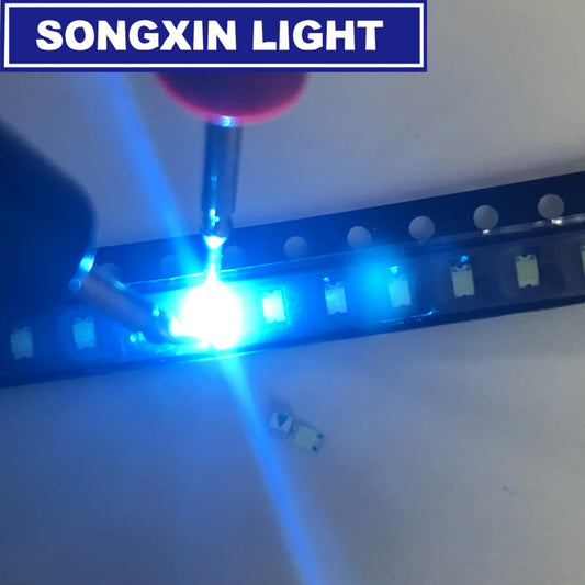 100PCS 0805 Ice Blue SMD LED Lights - Ultra Bright Clear Blue Diode Chips for Electronic Indicator Projects