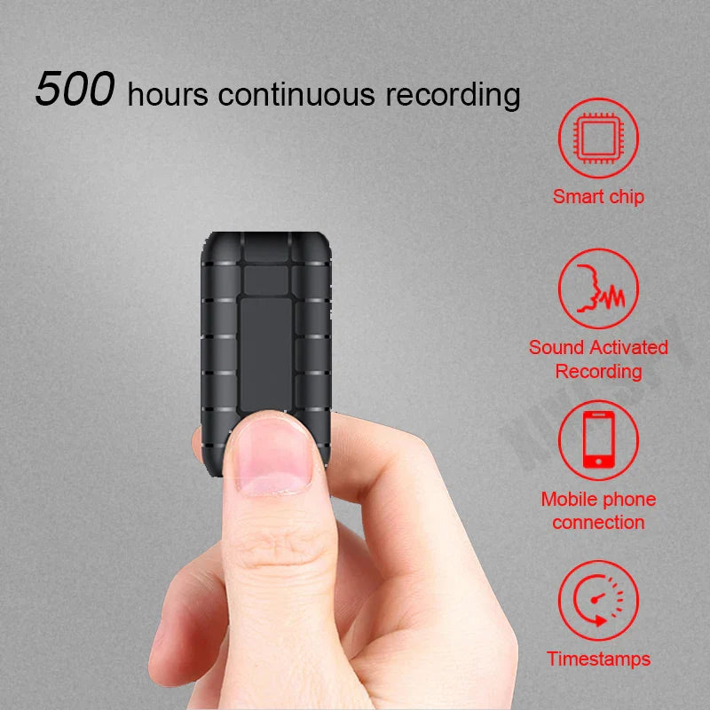 Mini Voice Activated Digital Recorder – Portable 500-Hour Professional Sound Dictaphone, Small Audio Recording Device