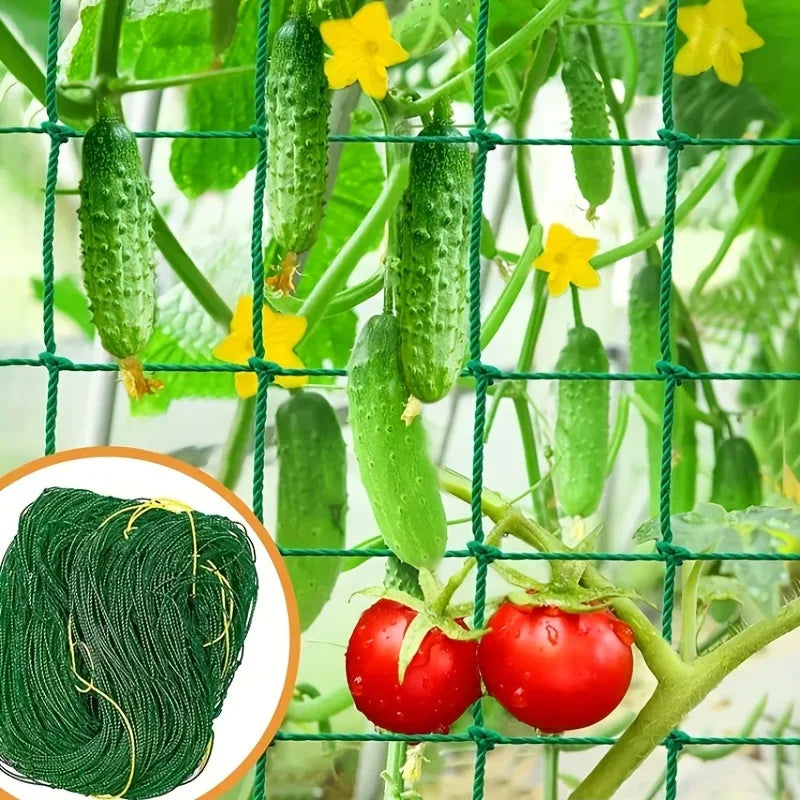 Heavy-Duty Garden Trellis Netting with Square Mesh – Polyester Grow Net for Climbing Plants & Vegetables