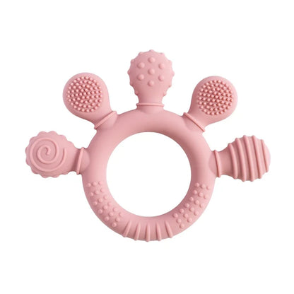 Baby Silicone Teether Toy - BPA Free Dental Chew Ring Bracelet for Infant Teething Relief and Kids Gift