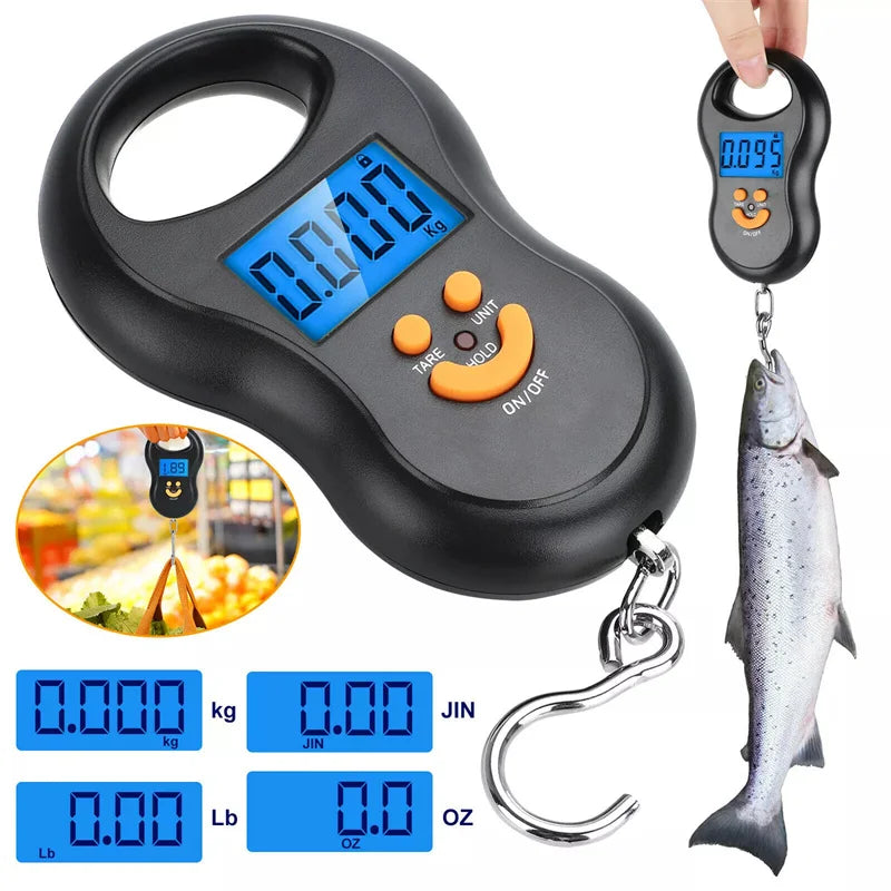 50Kg Portable Digital Hanging Scale - High Precision LCD Electronic Fishing Weight Scale with Backlight