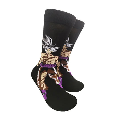 Men’s Dragon Ball Anime Mid Tube Socks - Bandai Cartoon Character Cotton Crew Socks