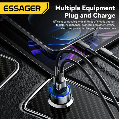 Essager 54W Car Charger – 5A Fast Charging USB Type-C QC 3.0 PD 3.0 SCP Dual Port Quick Charge Adapter for iPhone, Samsung & Xiaomi Devices