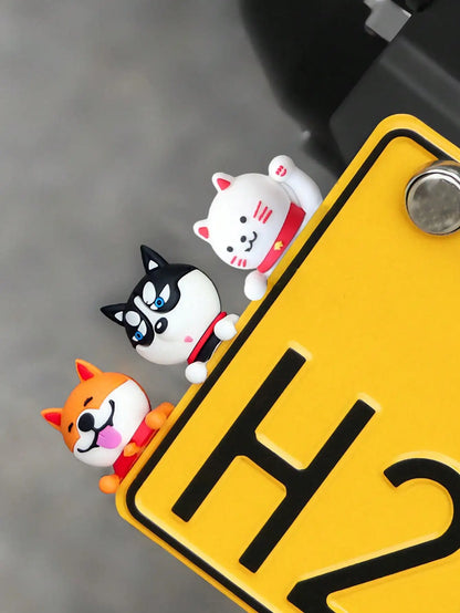 3D Husky Car Dashboard Ornament - Cute Rubber Auto Decor & Motorcycle Accessory