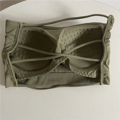 Seamless Ice Silk Tube Top – Strapless Push-Up Bralette for Women, Solid Color Wrap Chest Lingerie