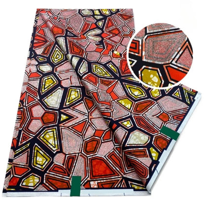African Golden Glitter Wax Fabric - 6 Yards Ankara Batik Pagne Material for Sewing & Fashion Designs
