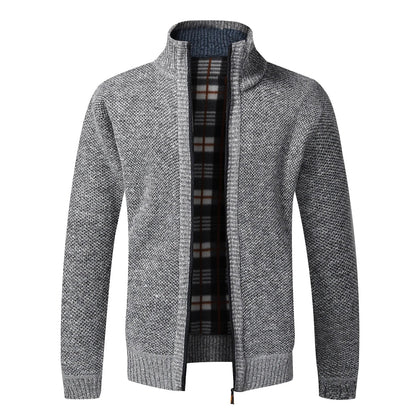 Men's Warm Fleece Cardigan Sweater - Full Zip Slim Fit Knitted Winter Jacket Coat