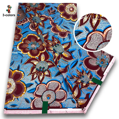 100% Cotton African Wax Print Fabric - Soft Golden Ankara Pagne for Nigerian Fashion & Traditional Wear