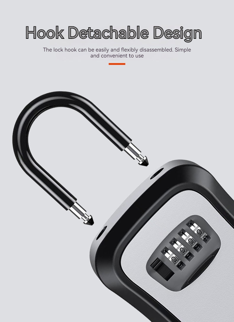4 Digit Code Key Box – Waterproof Outdoor Password-Protected Storage with Steel Wire Hook for Key Hanging and Security