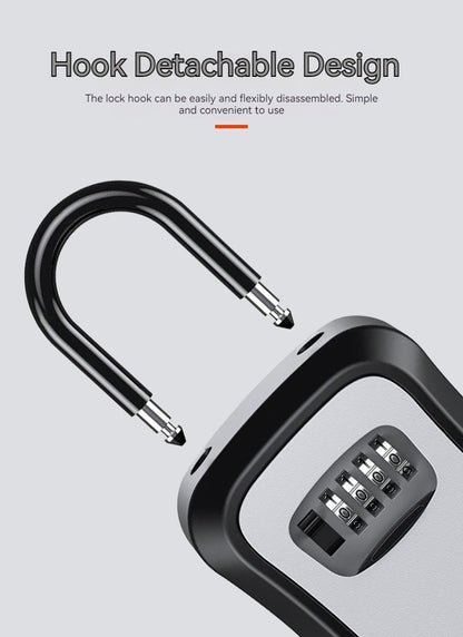 4 Digit Outdoor Password Key Box with Waterproof Steel Wire Hanging Hook - Free Installation & Extended Locking Storage