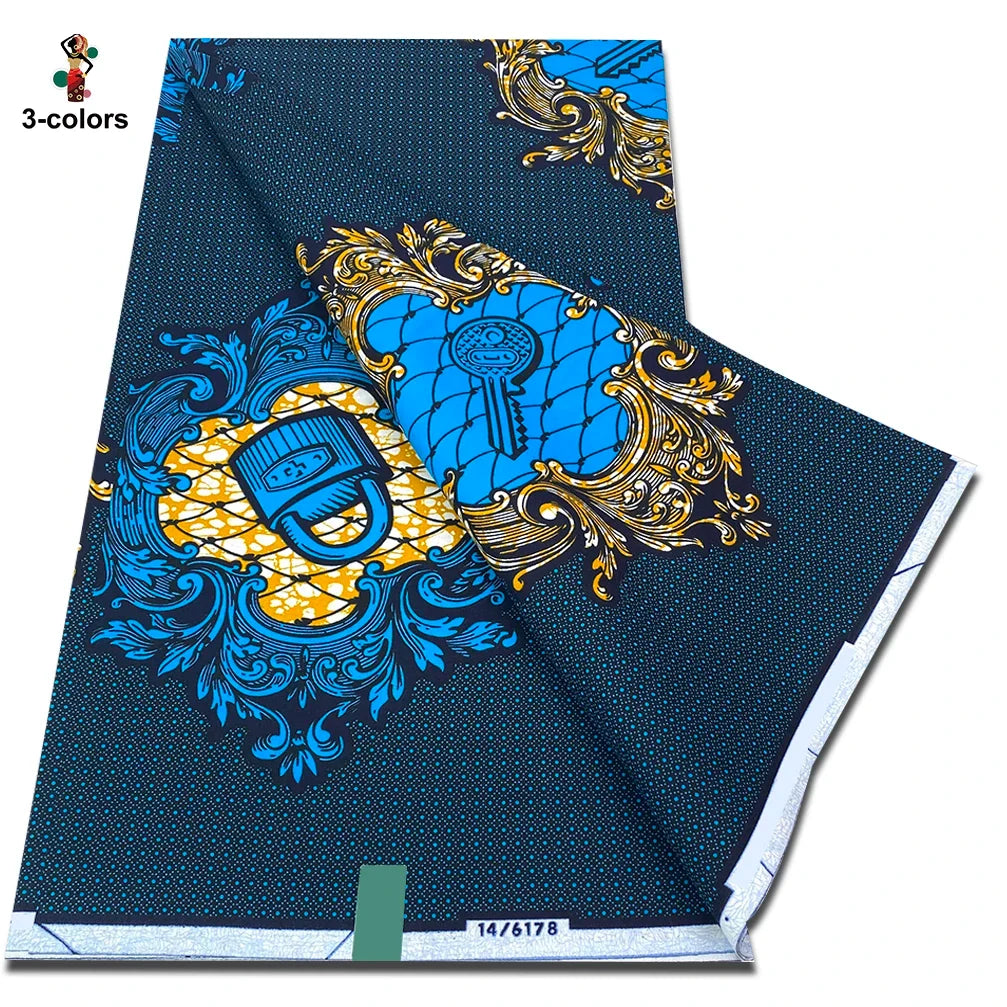 African Real Wax Print Fabric - 100% Cotton Soft Ankara Pagne Material for Dresses