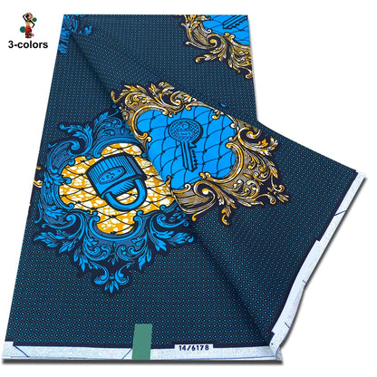 African Real Wax Print Fabric - 100% Cotton Soft Ankara Pagne Material for Dresses