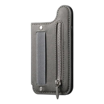 Flip Card Phone Case - Zipper Wallet Card Holder with Wrist Strap and Desktop Stand Support