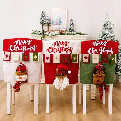 Christmas Chair Decoration Set - Cartoon Holiday Chair Covers and Festive Home Decor Supplies for Christmas Celebration