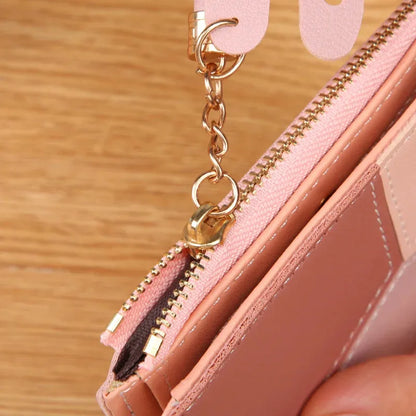 Fashion Women’s Zipper Wallet – Short Patchwork Leather Coin Purse, Card Holder & Phone Pouch Clutch
