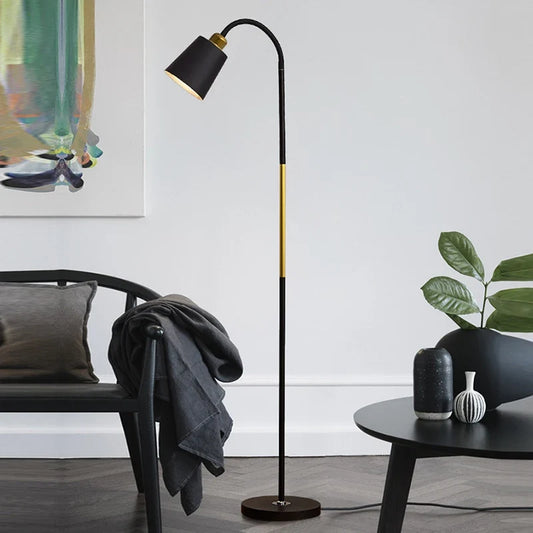 Wrought Iron LED Floor Lamp - Adjustable Standing Reading Light for Living Room & Bedroom