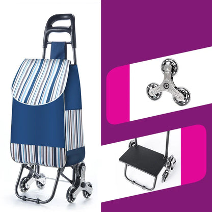 Lightweight Folding Grocery Shopping Trolley – Hand-Pull Stairs Climbing Cart for Household & Outdoor Travel