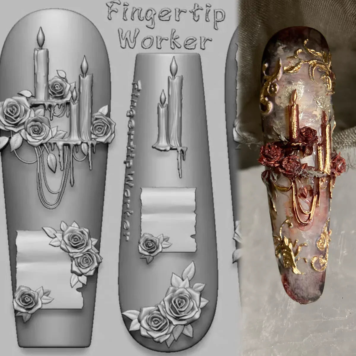 Snake Lolita Bow, Mushroom, Rose, Lotus, Bear 3D Acrylic Nail Mold - DIY Silicone Nail Decorations & Nail Art Products
