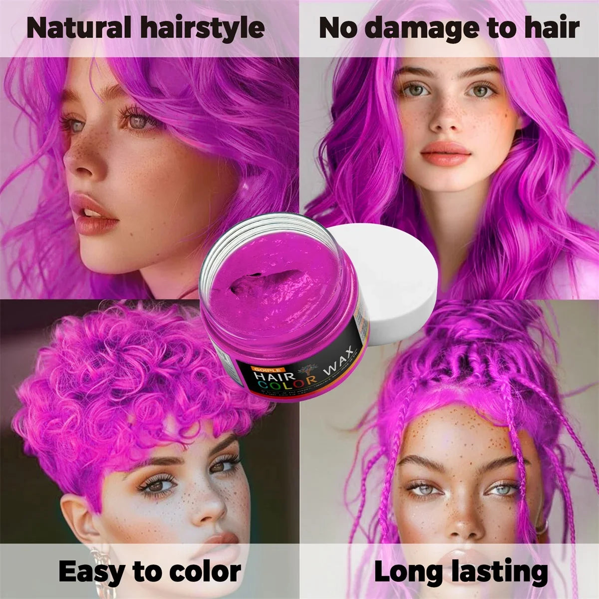 Valentine's Day DIY Hair Color Wax - Temporary Washable Hair, Beard & Eyebrow Coloring Cream