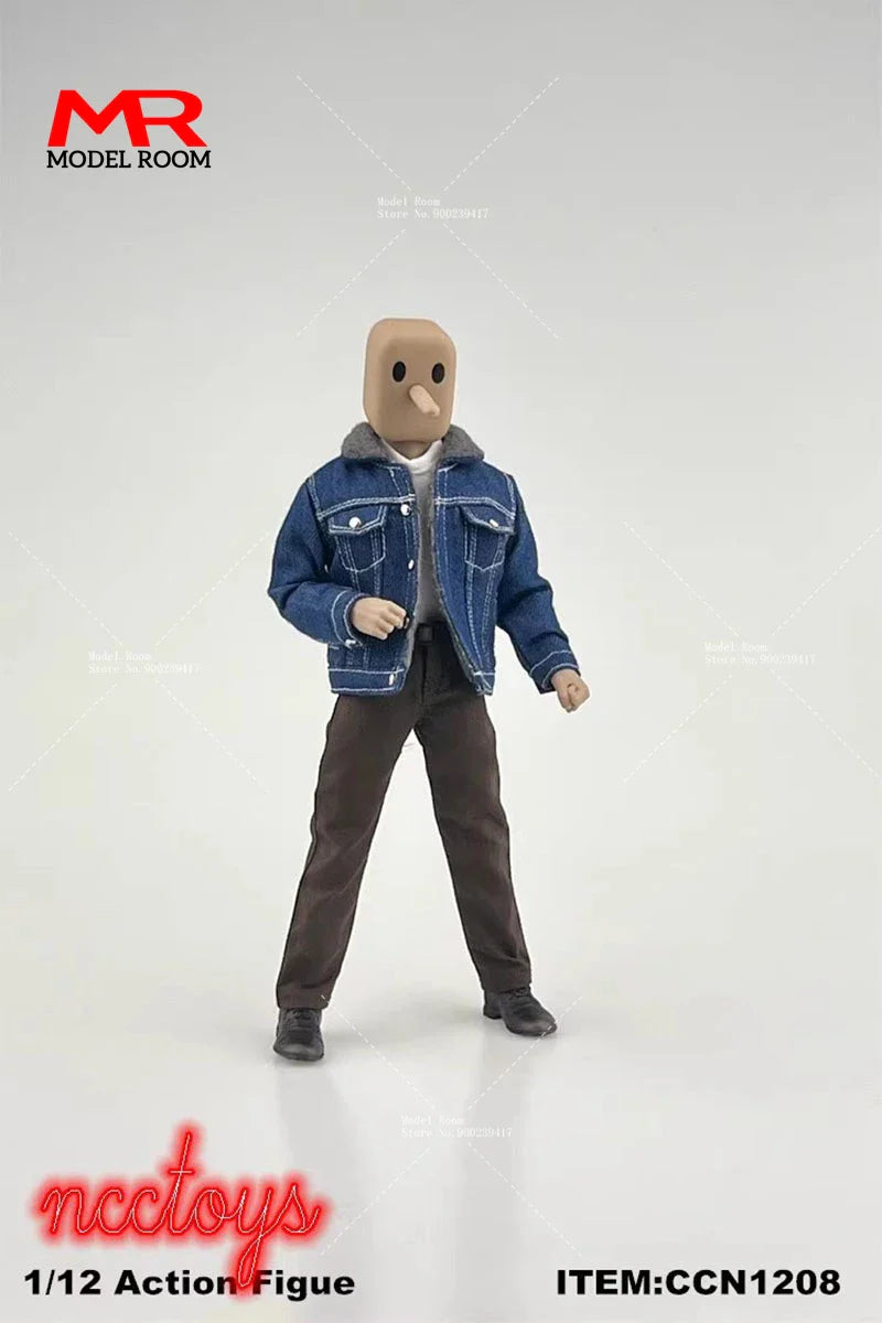 CCN1208 1/12 Scale Male Action Figure Clothes – Lamb Down Denim Jacket, T-Shirt & Casual Pants for 6" Notaman GWtoys Soldier Model