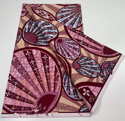 African Golden Glitter Wax Fabric - 6 Yards Ankara Batik Pagne Material for Sewing & Fashion Designs