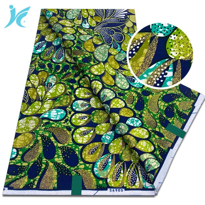 2026 African Grand Super Batik Fabric - Soft Real Print Glitter Gold Ankara Wax Fabric for Dresses & Sewing