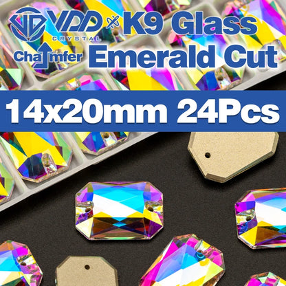 AAAAA K9 Glass Sew-On Rhinestones - AB Crystal Flatback Stones for Wedding Dress & Clothing Accessories