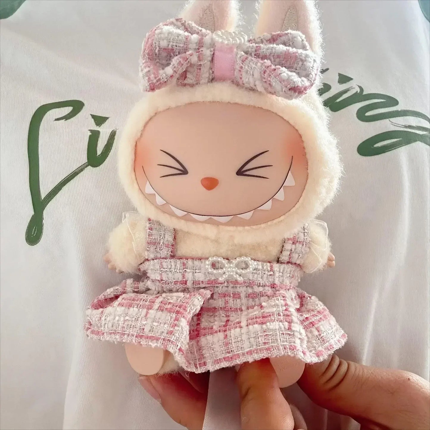 Mini Doll Clothes Outfit - Kpop EXO Labubu Idol V1 V2 Skirt & Sweater Set, Korea-Inspired Gift