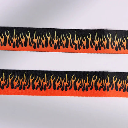 Hip Hop Fashion Canvas Belt – Personalized Flame Design, Casual & Punk Cowboy Belt for Men & Women