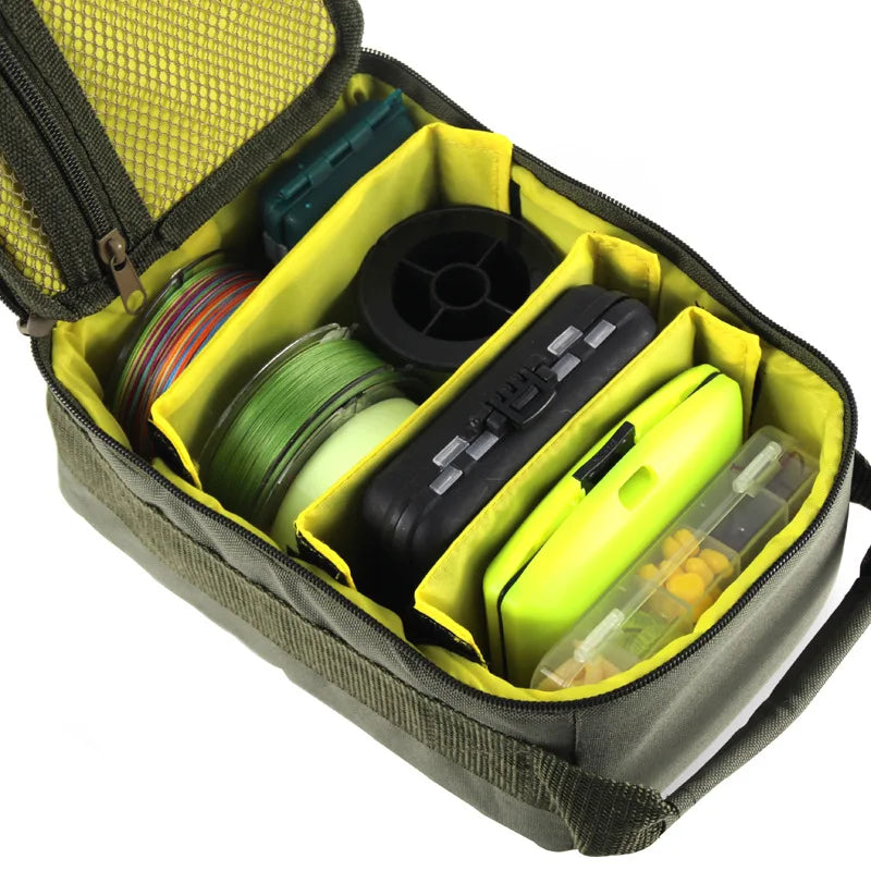 Waterproof Fishing Tackle Bag - Portable Reel Gear Storage Bag with 3 Adjustable Dividers for Spinning & Baitcasting