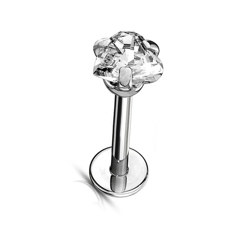 G23 Titanium Labret Piercing Studs - Triangle Zircon Lip Ear Cartilage Tragus Helix Body Jewelry Earrings