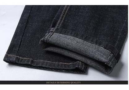 Men’s Classic Black Jeans — Soft Biker Denim Pants Jean Homme Pantalones Hombre Masculino Overalls, Sizes 32-38