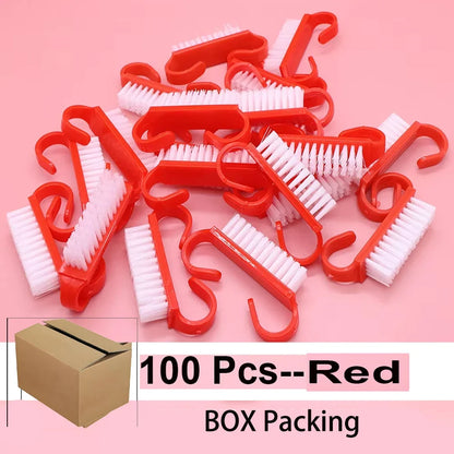 100pcs Nail Cleaning Brush Set - Colorful Soft Plastic Dust Remover Tools for Nail Art, Manicure & Pedicure Care