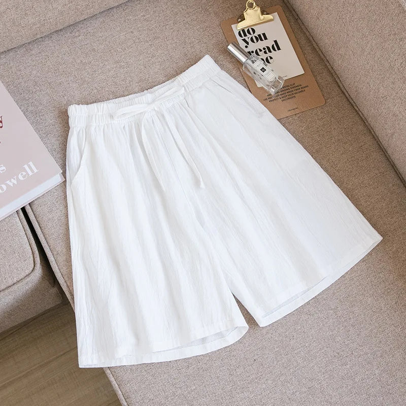 2026 Women's Cotton Summer Shorts - High Waist Loose Fit Casual Shorts with Pockets