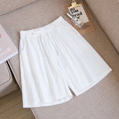 2026 Women's Cotton Summer Shorts - High Waist Loose Fit Casual Shorts with Pockets