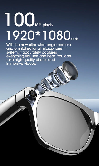AI Smart Glasses with Camera — Bluetooth Calls, Voice Assistant, Navigation, Waterproof Smart Sports Wearable