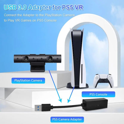 PS VR Mini Camera Adapter Cable – PS4 PSVR to PS5 Converter for PlayStation VR Compatibility Setup