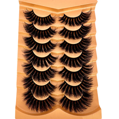 7 Pairs 3D Mink Fur False Eyelashes – Thick Short Dramatic Natural Look Makeup Lashes Wholesale