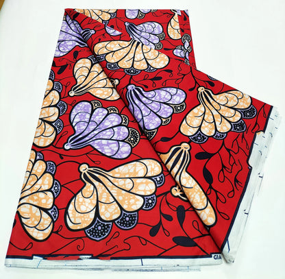 African Real Wax Print Fabric - 100% Cotton Nigerian Ankara Sewing Material for Party Dresses