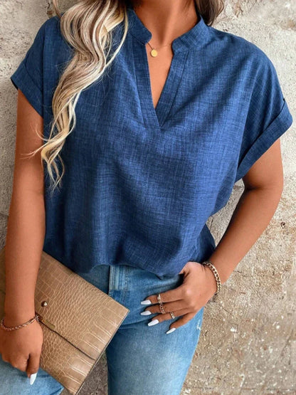 Women’s V-Neck Batwing Sleeve Top - Stylish Spring & Summer Elegant Casual Blouse