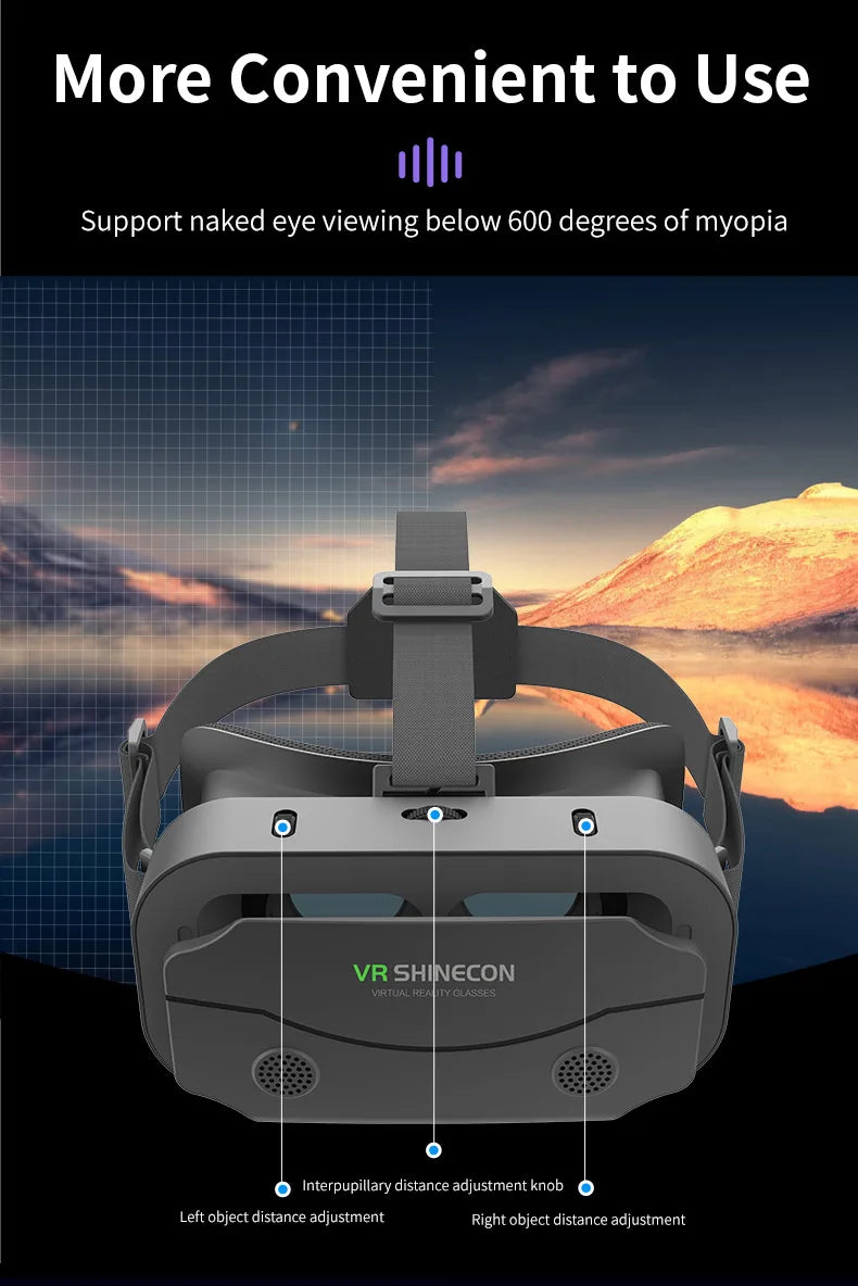 Shinecon 3D VR Headset – Virtual Reality Glasses with Helmet Lenses for Smartphones