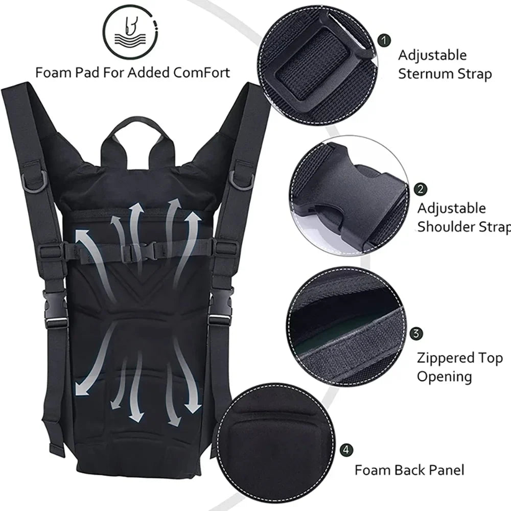 Tactical 3L Hydration Backpack – Waterproof Water Bag for Outdoor Sports, Cycling, and Mountaineering