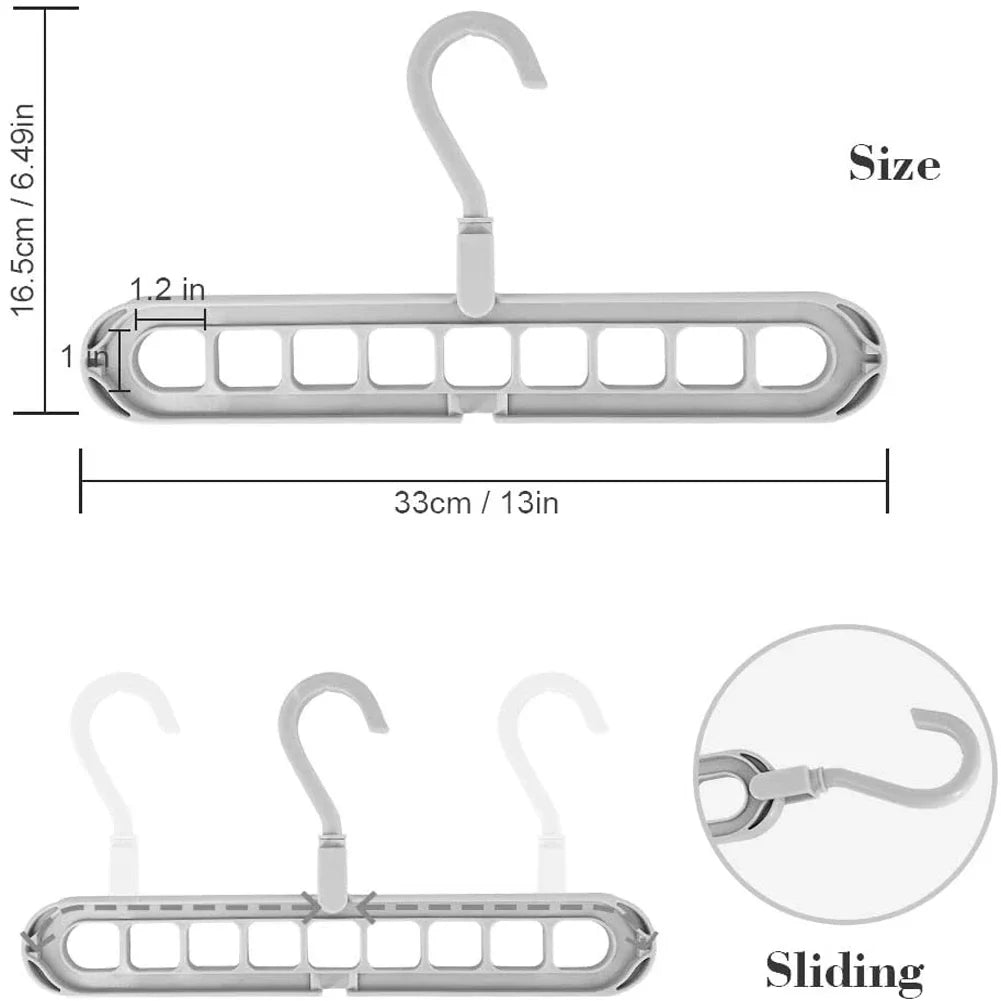 9-Hole Multi-Function Clothes Hanger Organizer – Space-Saving Folding Magic Rack for Scarves & Clothes