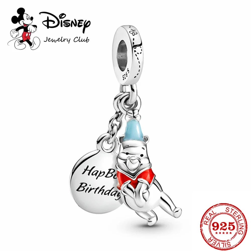 New 925 Sterling Silver Mickey Minnie Vinnie Charm – Beaded Fit for Original Pendant Bracelet, DIY Ladies Jewelry