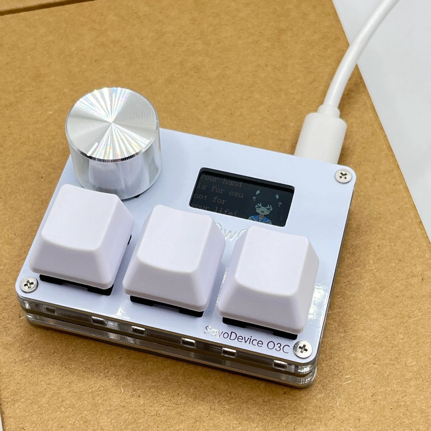 O3C SayoDevice OSU O3C Rapid Trigger Hall Switches – Magnetic Pink Keyboard Switches with Knob, Screen Copy & Paste Shortcut